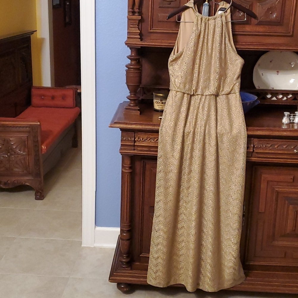 Formal gold long gown, size 12